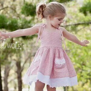 Well Dressed Wolf WDW Youth Girls Cottagecore Pink Floral Sundress Size 7